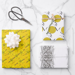 FORSYTHIA en STIPPEN en ZIPPY STRIPES Wrapping Pap Inpakpapier Vel
