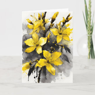 Forsythia - Watercolor flowers Kaart