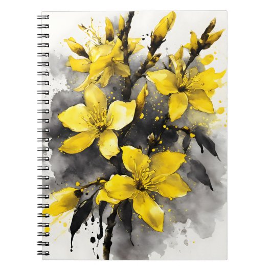 Forsythia - Waterverf bloemen Notitieboek (Voorkant)