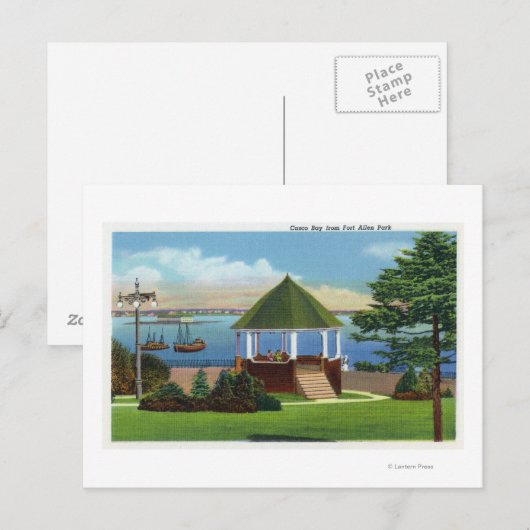 Fort Allen Park Uitzicht van Casco Bay Briefkaart (Voorkant / Achterkant)