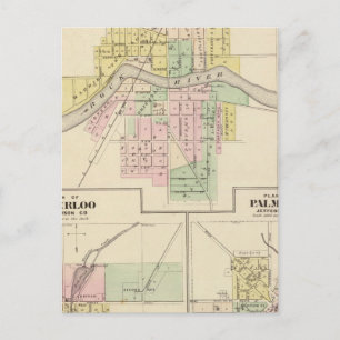 Fort Atkinson, Waterloo en Palmyra, Jefferson Co. Briefkaart