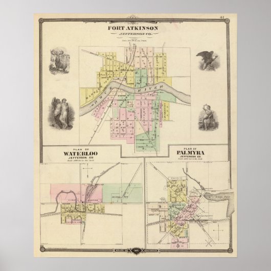 Fort Atkinson, Waterloo en Palmyra, Jefferson Co. Poster (Voorkant)