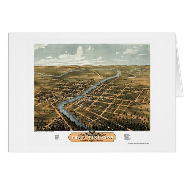 Fort Atkinson, WI Panoramic Map - 1870 (Voorkant Horizontaal)