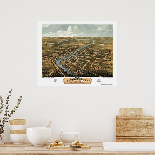 Fort Atkinson, WI Panoramic Map - 1870 Poster (Keuken)