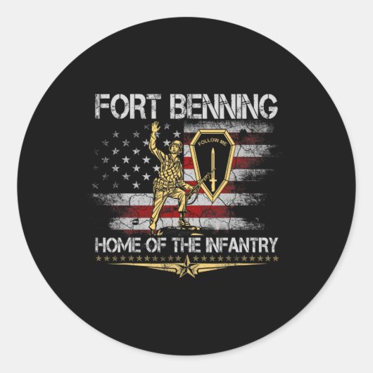Fort Benning is de thuisbasis van de infanterie sc Ronde Sticker (Voorkant)