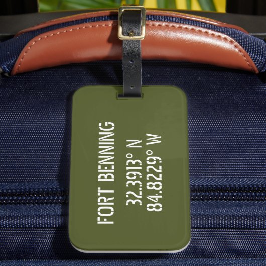 Fort Benning Latitude Lengtegraad Bagagelabel (Voorkant Insitu 2)
