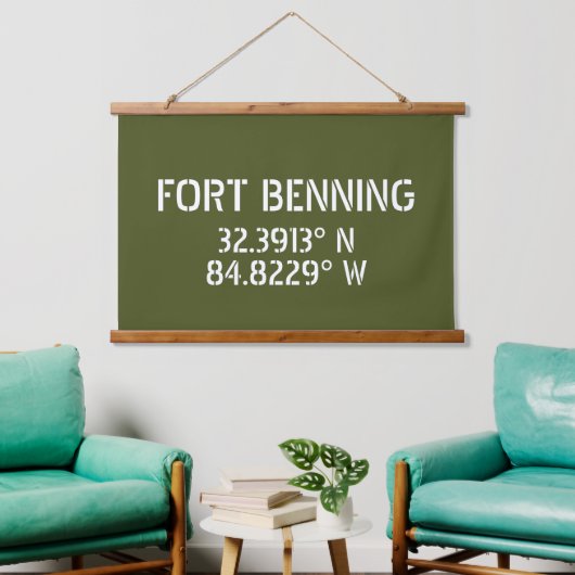 Fort Benning Latitude Lengtegraad Hangend Wandkleed (Woonkamer)