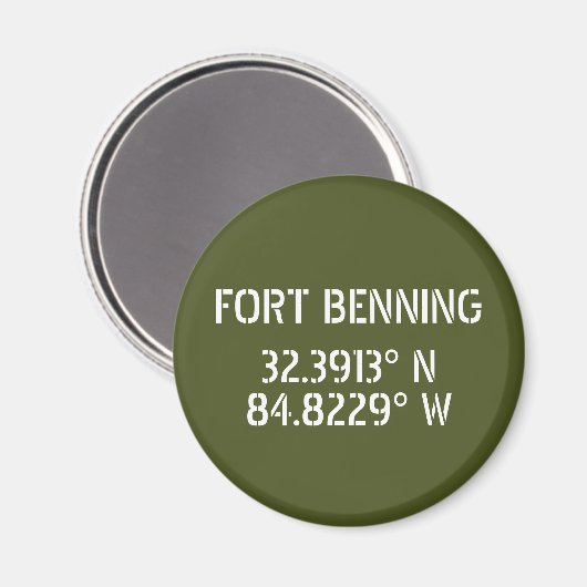 Fort Benning Latitude Lengtegraad Magneet (Voorkant / Achterkant)