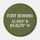 Fort Benning Latitude Lengtegraad Magneet (Voorkant)