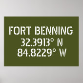 Fort Benning Latitude Lengtegraad Poster (Voorkant)