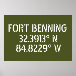 Fort Benning Latitude Lengtegraad Poster
