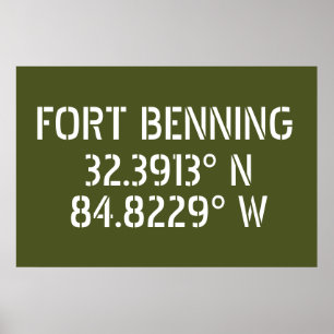 Fort Benning Latitude Lengtegraad Poster