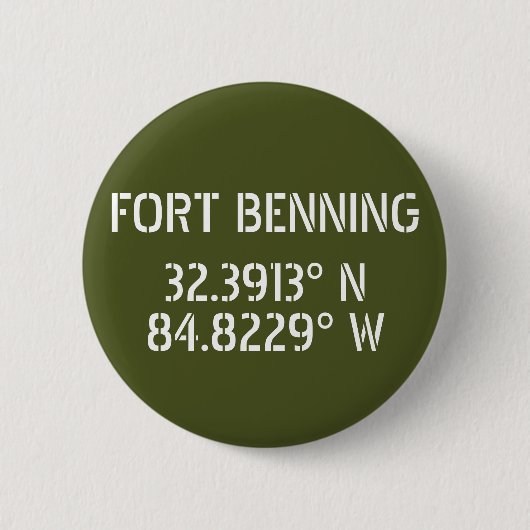 Fort Benning Latitude Lengtegraad Ronde Button 5,7 Cm (Voorkant)