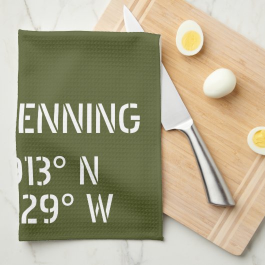 Fort Benning Latitude Lengtegraad Theedoek (Quarter Fold)