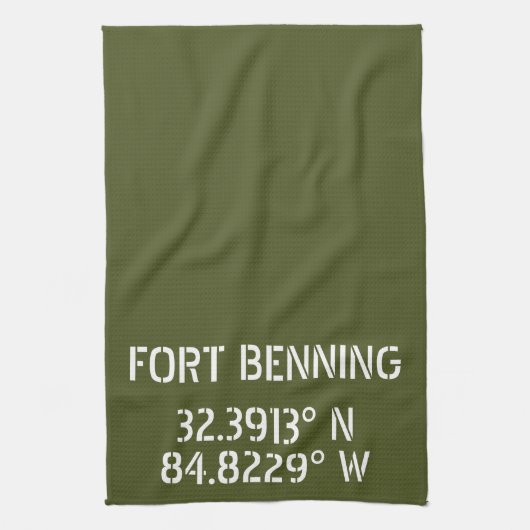 Fort Benning Latitude Lengtegraad Theedoek (Verticaal)