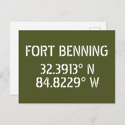 Fort Benning Latitude Longitude-Briefkaart Briefkaart (Voorkant / Achterkant)