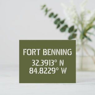 Fort Benning Latitude Longitude-Briefkaart Briefkaart