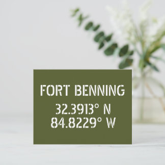 Fort Benning Latitude Longitude-Briefkaart Briefkaart
