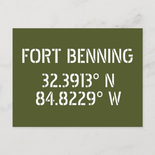 Fort Benning Latitude Longitude-Briefkaart Briefkaart (Voorkant)