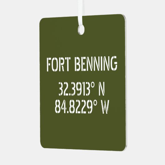 Fort Benning Latitude Longitude Keepsake Metalen Ornament (Voorkant links)