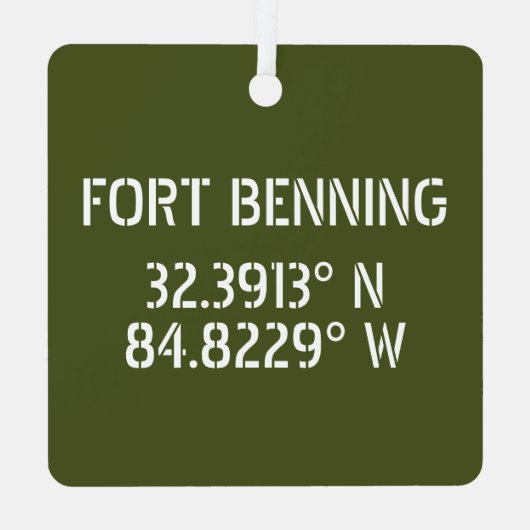 Fort Benning Latitude Longitude Keepsake Metalen Ornament (Achterkant)