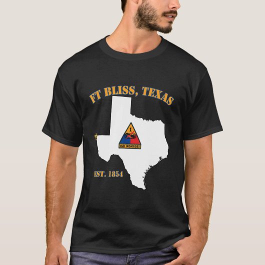 Fort Bliss Tx militaire basis 1e pantserdivisie T-shirt (Voorkant)