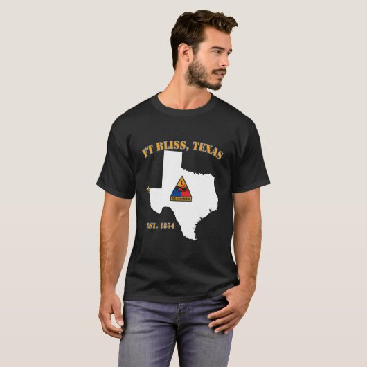 Fort Bliss Tx militaire basis 1e pantserdivisie T-shirt (Voorkant volledig)