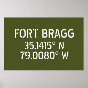 Fort Bragg Breedtegraad Lengtegraad Poster