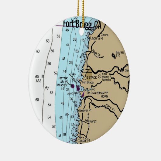 Fort Bragg CA Nautical Chart Keramisch Ornament (Rechts)