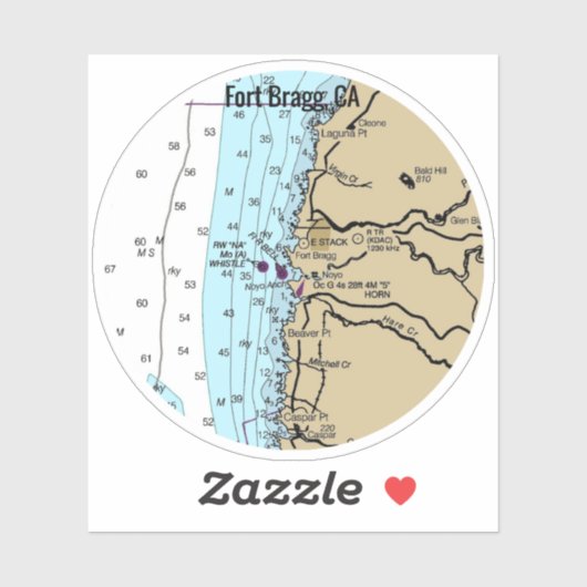 Fort Bragg California Chart Sticker (Vel)