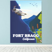 Fort Bragg California-kaart Canvas Afdruk (Insitu (Houten vloer))