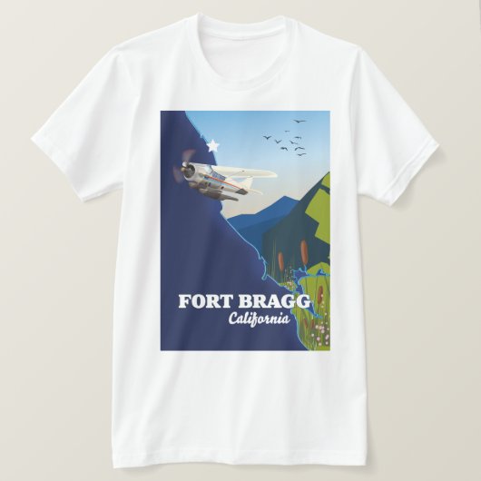 Fort Bragg California-kaart T-shirt (Design voorkant)