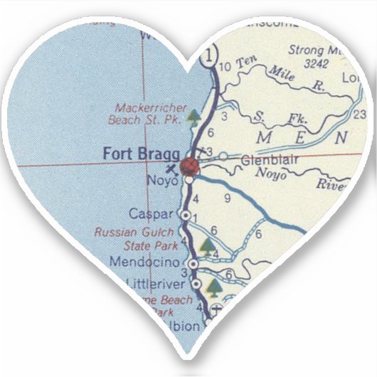 Fort Bragg California  Map Sticker (Voorkant)