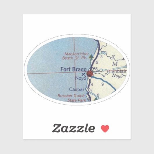 Fort Bragg California Map Sticker (Vel)
