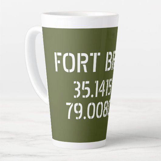 Fort Bragg Latitude Lengtegraad Latte Mok (Linkerhoek)