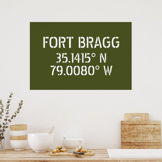 Fort Bragg Latitude Lengtegraad Poster (Keuken)