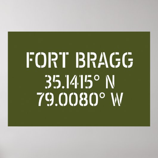 Fort Bragg Latitude Lengtegraad Poster (Voorkant)
