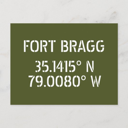 Fort Bragg Latitude Longitude-Briefkaart Briefkaart (Voorkant)