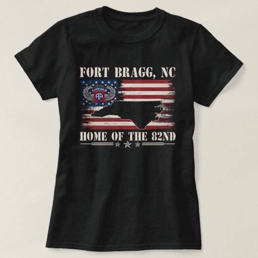 Fort Bragg NC Home of the 82nd Airborne T-shirt (Design voorkant)