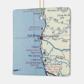 Fort Bragg Retro Map Keramisch Ornament (Links)