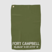 Fort Campbell Breedtegraad Lengtegraad Golfhanddoek (Voorkant)