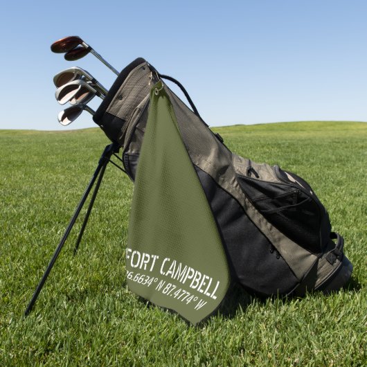 Fort Campbell Breedtegraad Lengtegraad Golfhanddoek (Groen)