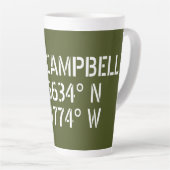 Fort Campbell Breedtegraad Lengtegraad Latte Mok (Rechterhoek)