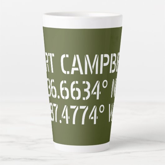 Fort Campbell Breedtegraad Lengtegraad Latte Mok (Voorkant)
