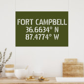 Fort Campbell Breedtegraad Lengtegraad  Poster (Keuken)