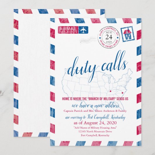 Fort Campbell KY Militaire Beweging Aankondiging (Voorkant / Achterkant)