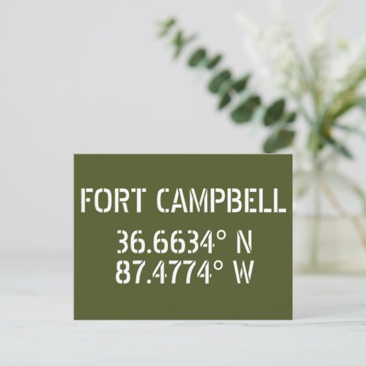 Fort Campbell Latitude-Briefkaart met lengtegraad Briefkaart (Staand voorkant)