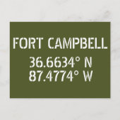 Fort Campbell Latitude-Briefkaart met lengtegraad Briefkaart (Voorkant)