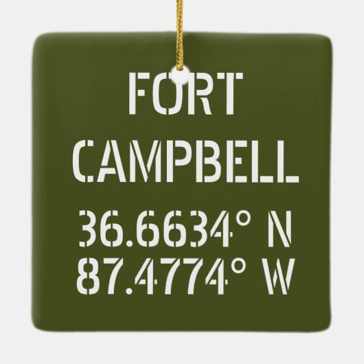 Fort Campbell Latitude Longitude Keramisch Ornament (Achterkant)