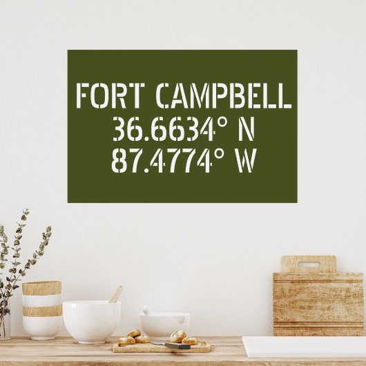 Fort Campbell Latitude Longitude Poster (Keuken)